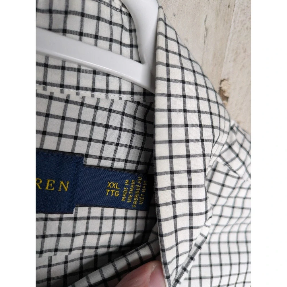 Polo Ralph Lauren Button Down Shirt‎ 2XL Black White Check XXL Long Sleeve